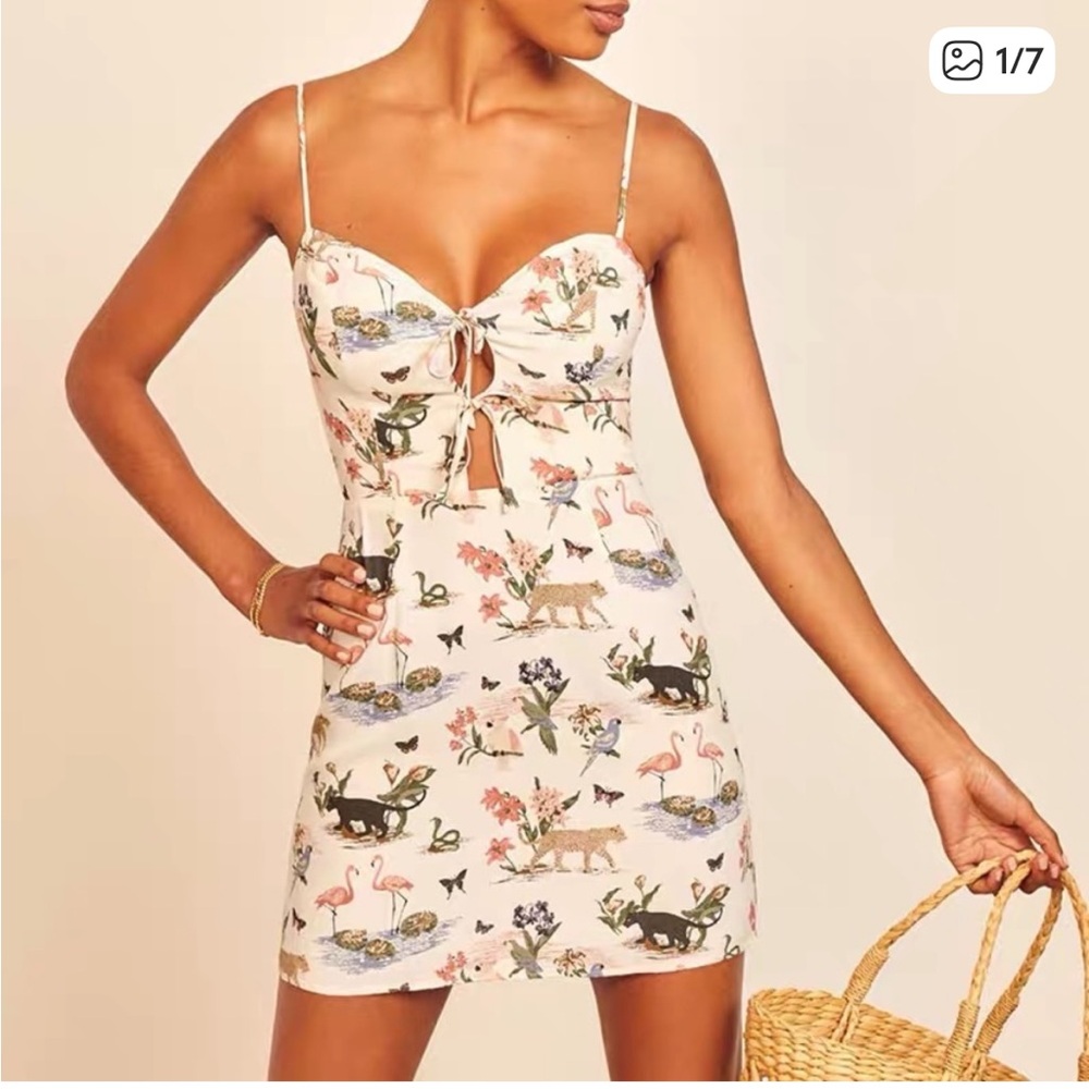 Reformation Bascom Mini Dress - Janeiro Safari Print - Size 6